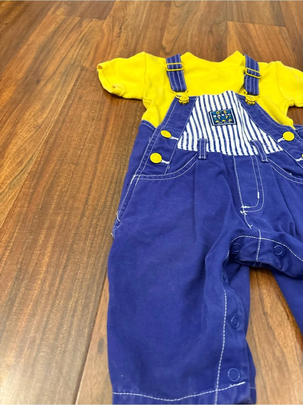 The Children’s Place Vintage Not So Basic Stuff Blue Stripe Overalls and Top - Picture 4 of 6